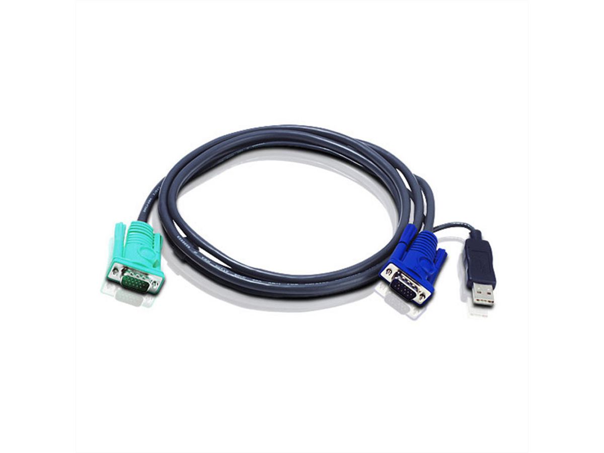 ATEN 2L-5205U Câble KVM VGA USB, noir, 5 m