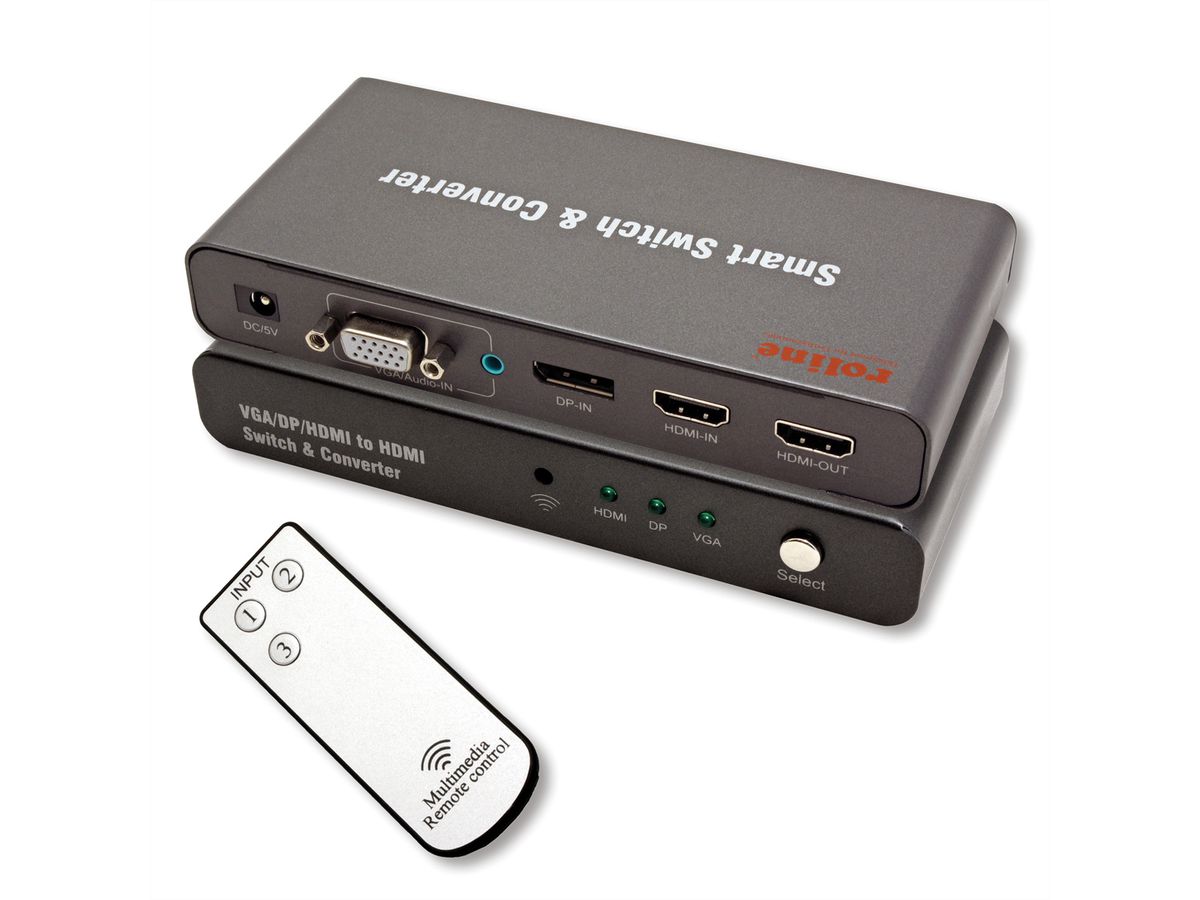 ROLINE HDMI/VGA/DP zu HDMI Konverter-Switch