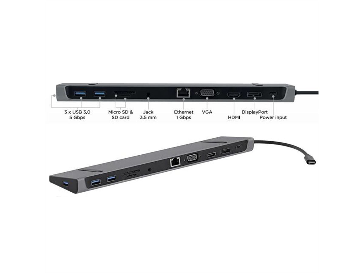 T'nB Dockingstation 11 in 1, 1x HDMI 4K, 1x DP, 1x PD, 3x USB A 3.0