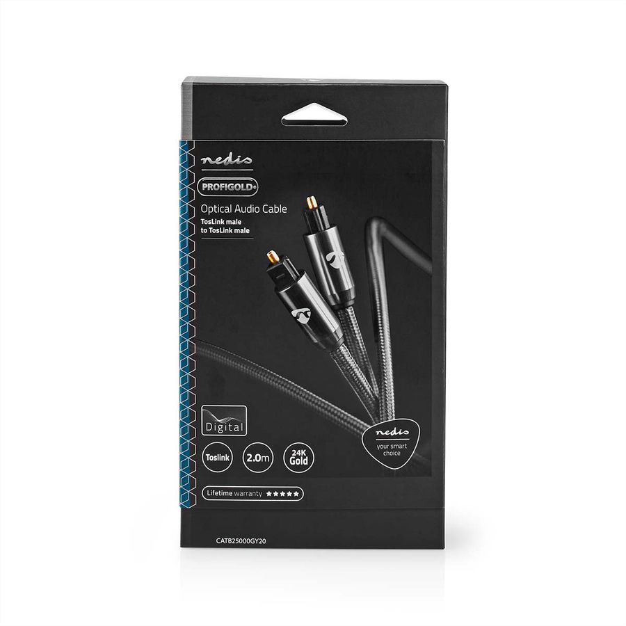 Nedis Optisches Audiokabel Toslink, ST/ST, grau, 2 m