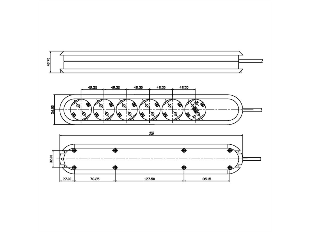 BACHMANN SMART Steckdosenleiste 6xCEE7/3 weiß, ohne Zuleitung