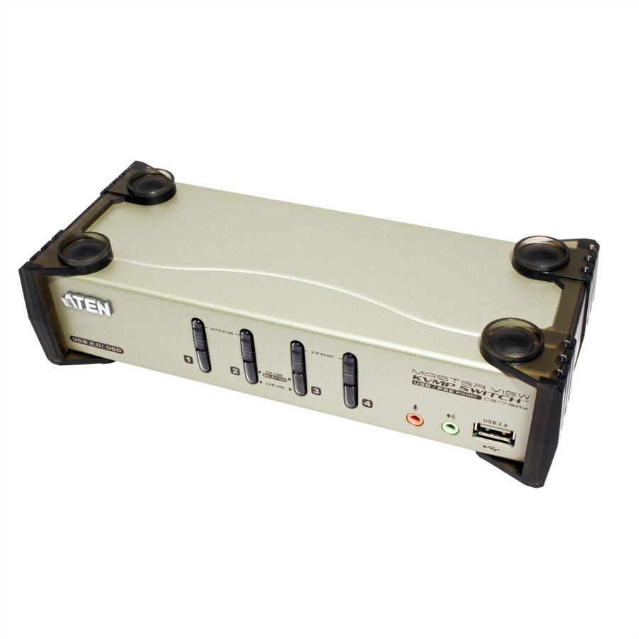 ATEN CS1734B KVM Switch VGA, PS/2-USB, Audio, USB-Hub, 4 Ports