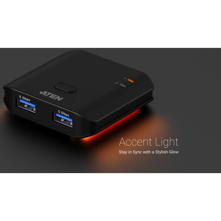 ATEN US4322 2x2-Port USB Sharing Switch, USB 3.2 Gen 1 Peripheral Sharing Switch