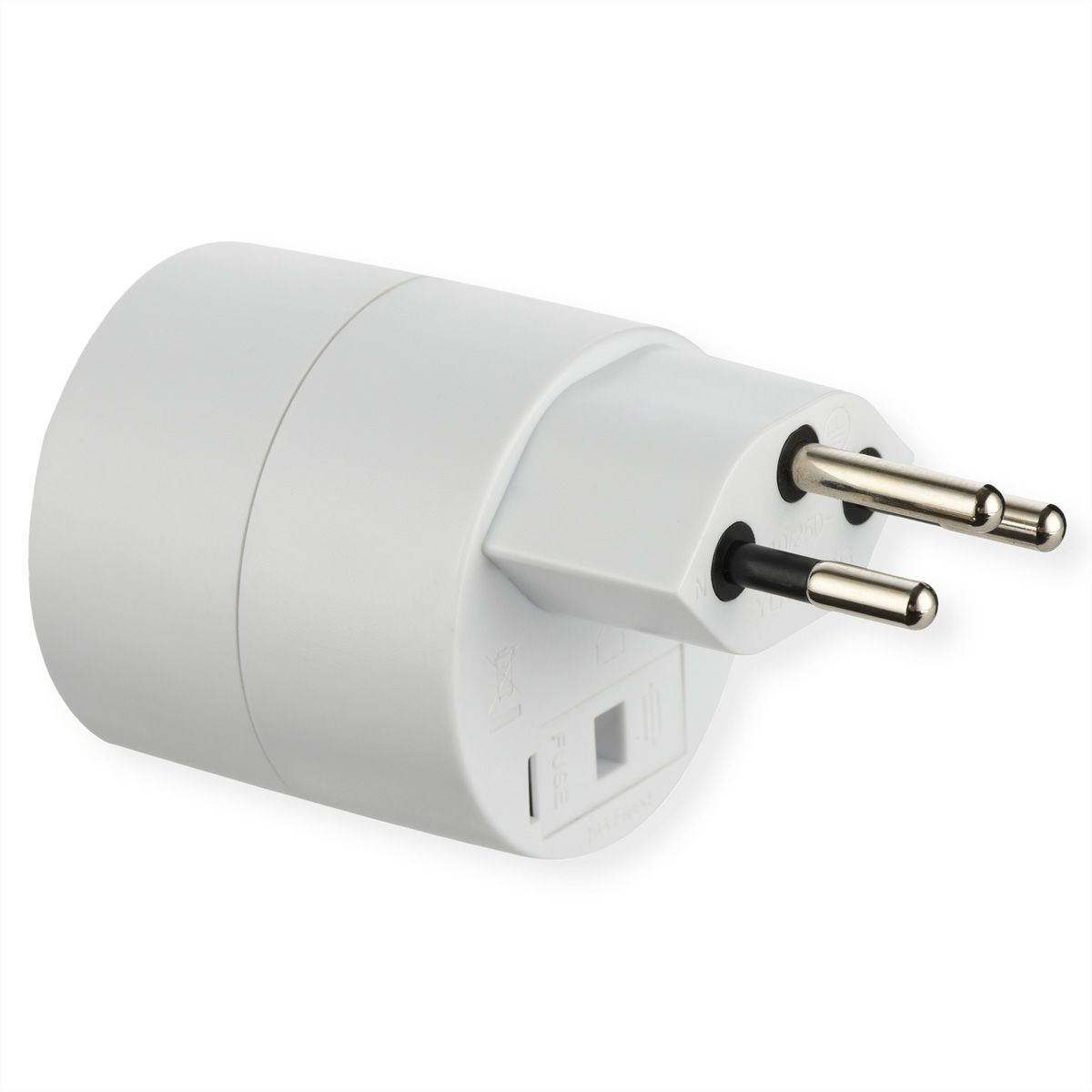 Reiseadapter CH/D NO BLOCK, Stecker T12/Schutzkontakt-Buchse, weiss