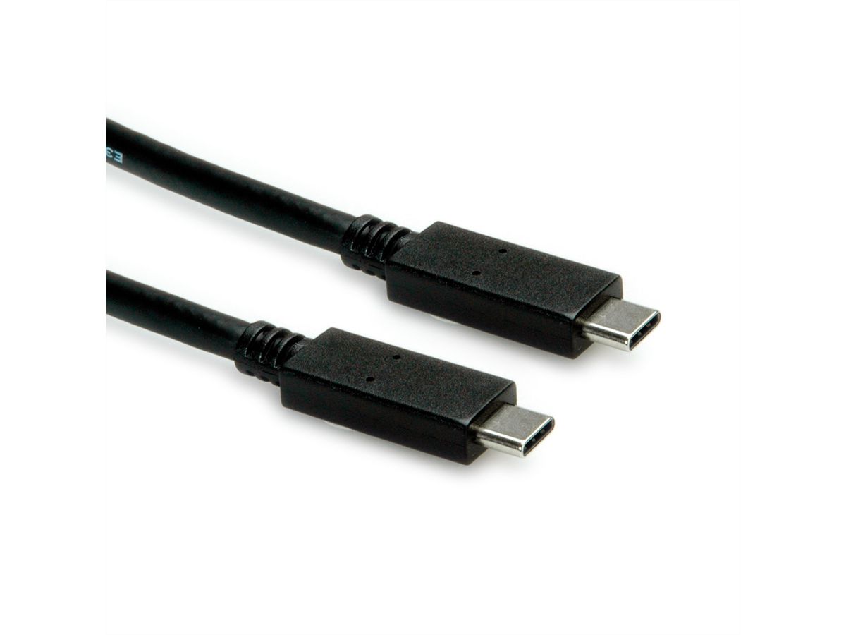 ROLINE Câble USB 3.2 Gen 2, avec PD (Power Delivery), avec Emark, C-C, M/M, noir, 0,5 m