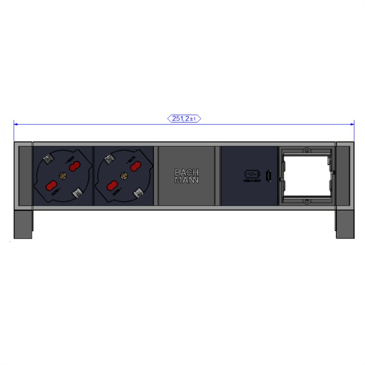 BACHMANN DESK2 2xP40 1xUSB C 30W 1xCM, ITALIE
