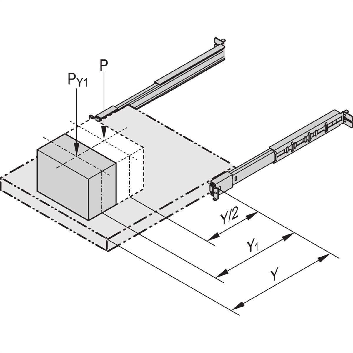 Glissière télescopique universelle SCHROFF, 2 U, 2 U 356L
