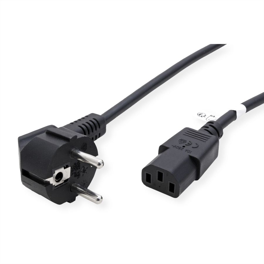 ROLINE GREEN Netzkabel, gerade IEC-Buchse, schwarz, 0,8 m