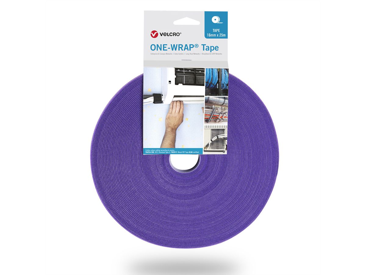 VELCRO® One Wrap® Bande 13 mm, violet, 25 m