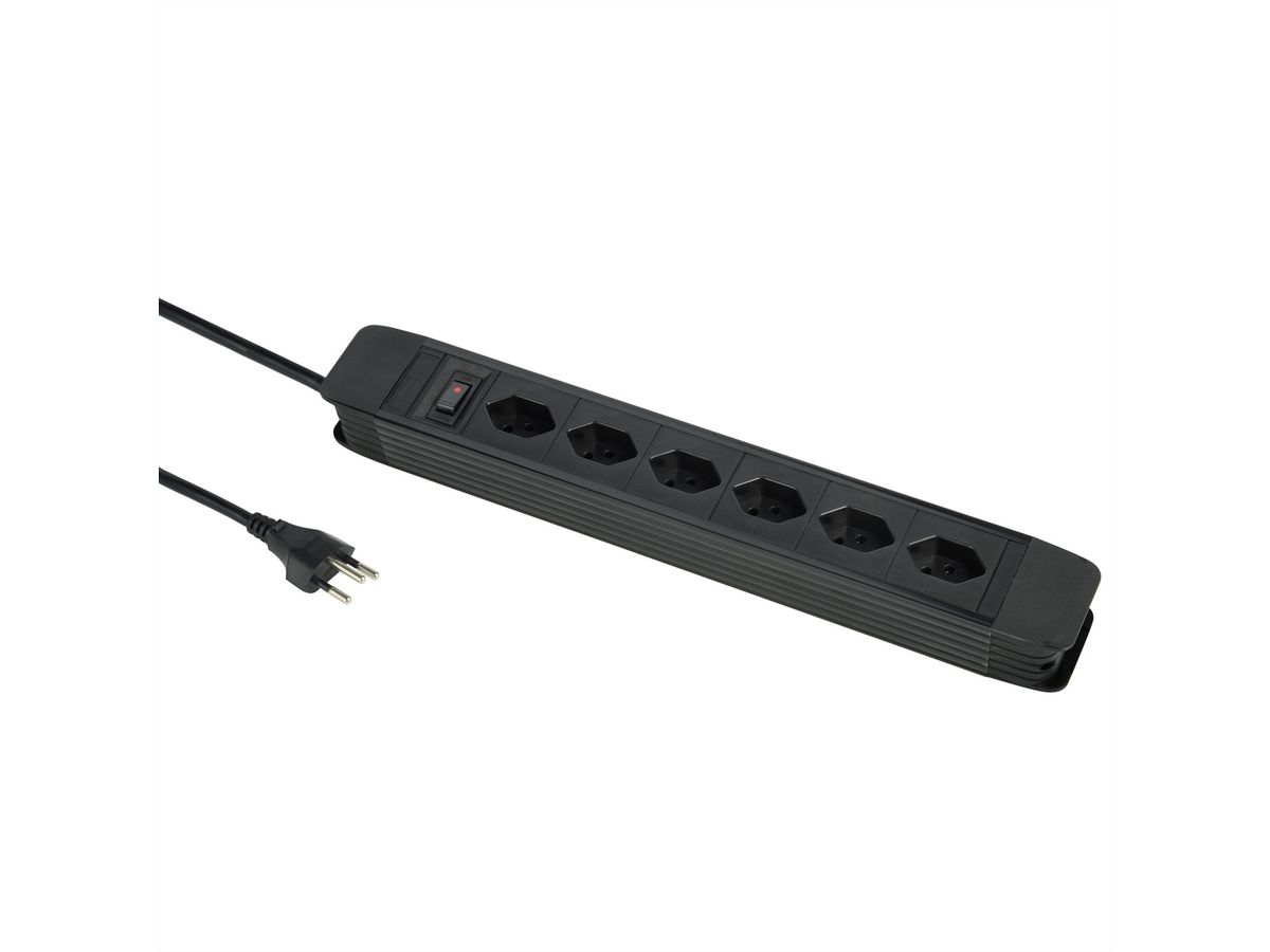 Schönenberger Steckdosenleiste Principio, 6x T13, 5.0m, Schalter, schwarz
