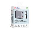 Verbatim GaN 4 Port Charger 100W, 3x USB-C, 1x USB-A, EU+UK Adapter