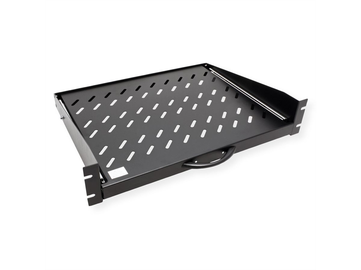 VALUE 19-Zoll-Fachboden ausziehbar, 2 HE, 404 x 350 mm, 30 kg Traglast