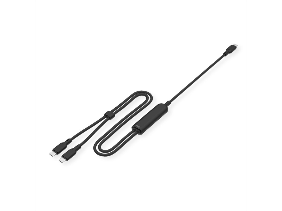 VALUE USB Typ C Split-Ladekabel, C - 2x C, ST/ST, max. 100W, schwarz, 1,8 m