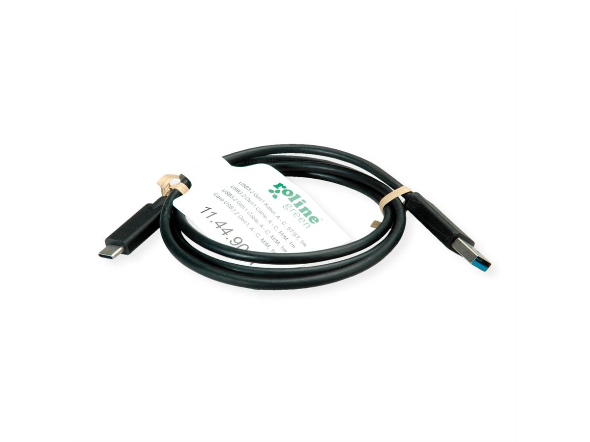 ROLINE GREEN Câble USB 3.2 Gen 1, A-C, M/M, noir, 1 m