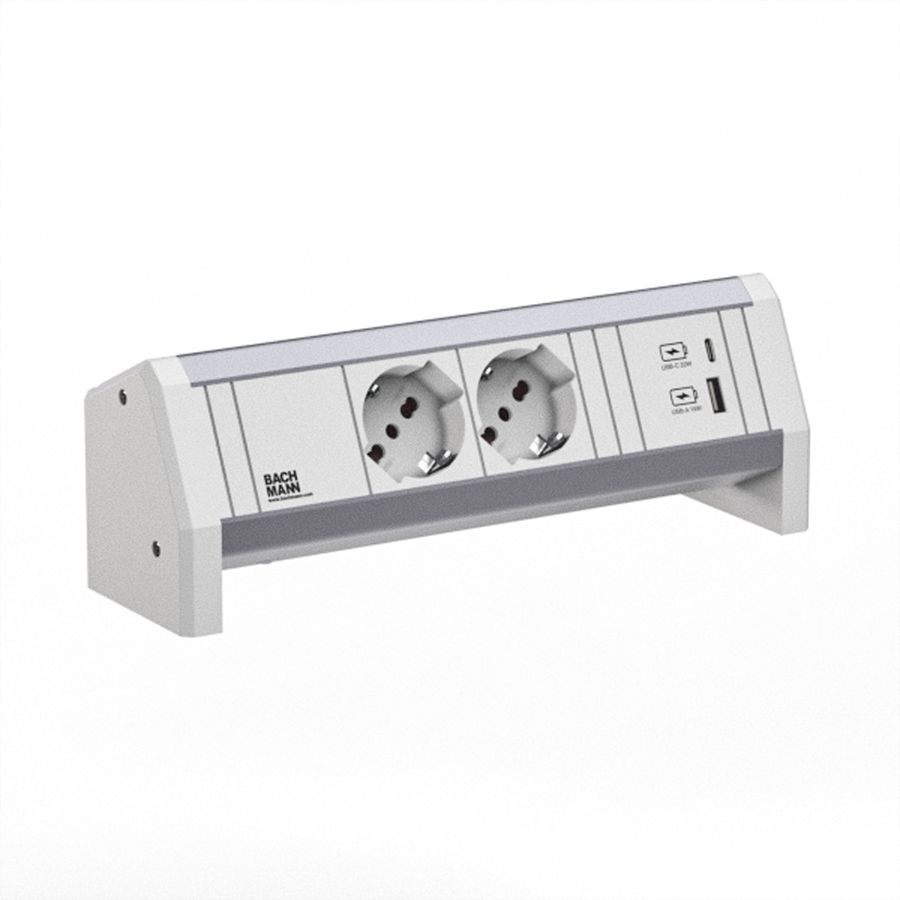 BACHMANN DESK 2xP40 1xUSB A/C 22W GST18 RAL9010
