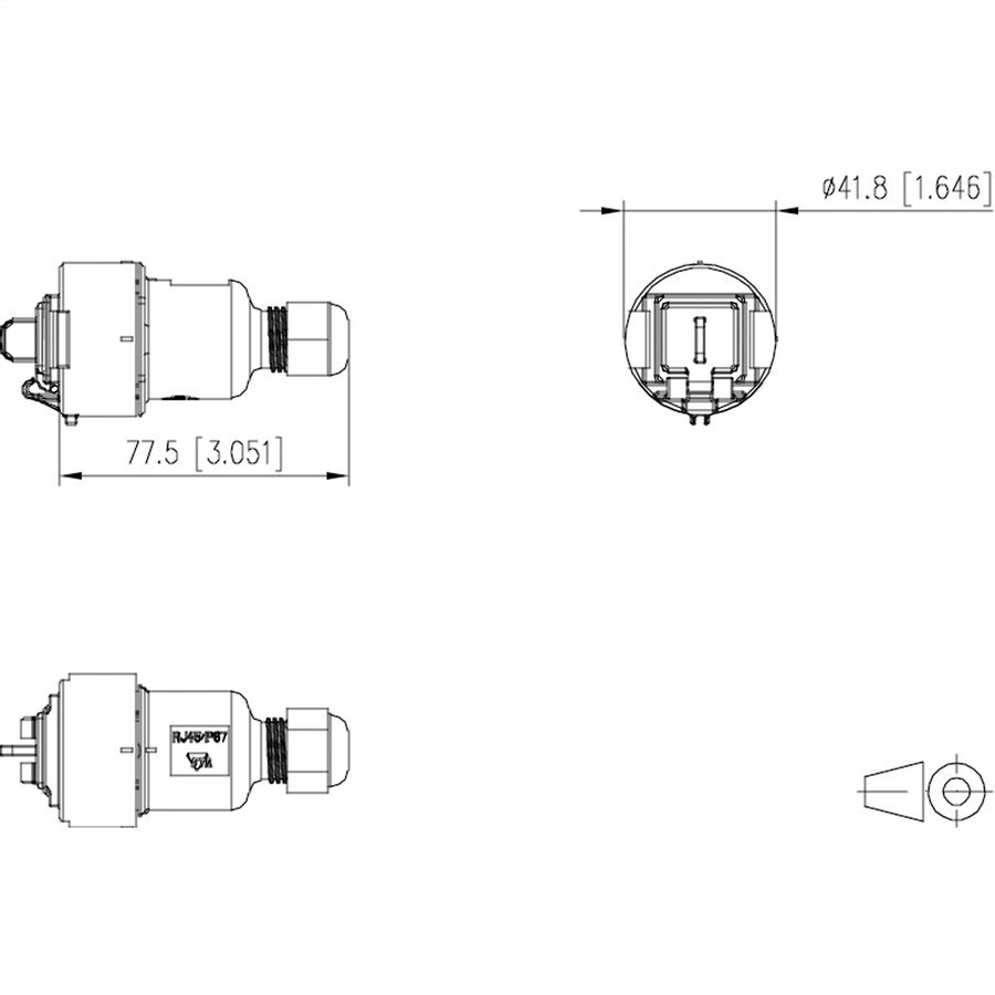 METZ CONNECT E-DAT Industry IP67 V6 Kabelkupplung, 1 Port Cat.6A - C6Amodul