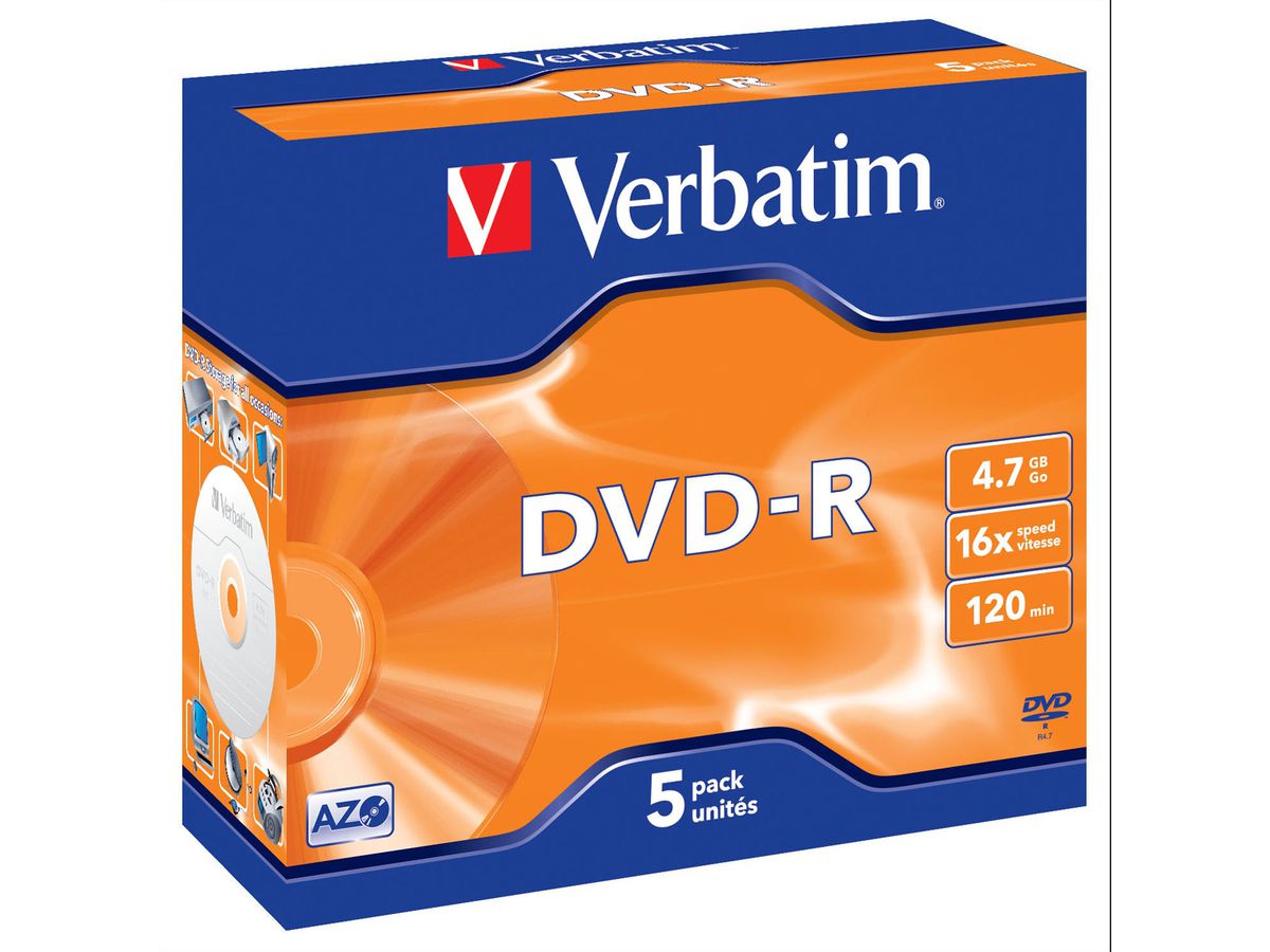 Verbatim DVD-R Jewel 4.7GB 16x 5 Pack