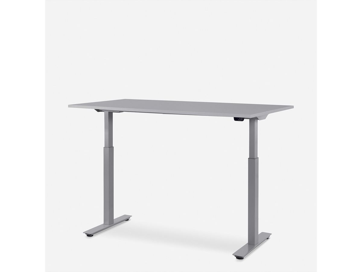 WRK21 Schreibtisch Smart 140 x 80 cm, Höhenverstellbar, Grau Uni / Grau