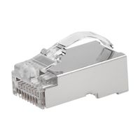 ROLINE RJ45 Stecker, geschirmt, Cat.6/6A (Class E/EA), einfacher Durchgang, für Massiv-/Litzendraht, 10 St.