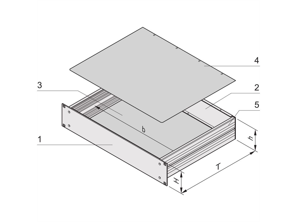SCHROFF 19"-Kompletteinschub aus Aluminium, Deck- und Bodenblech geschlossen - MULTIPAC PRO 2HE 280T DBLGES