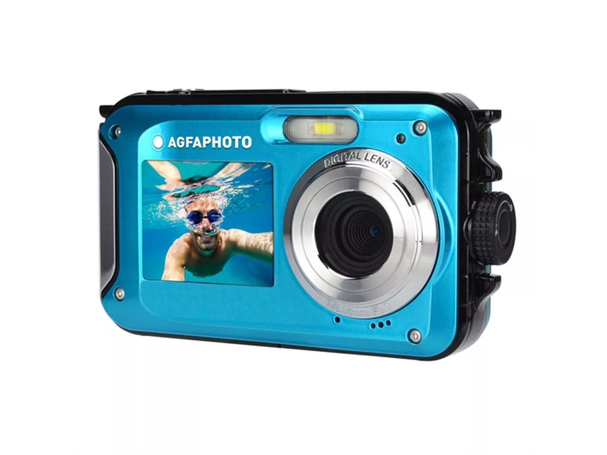 Agfa Digitalkamera, wasserdicht bis 3m, blau, Doppeldisplay, Blitz