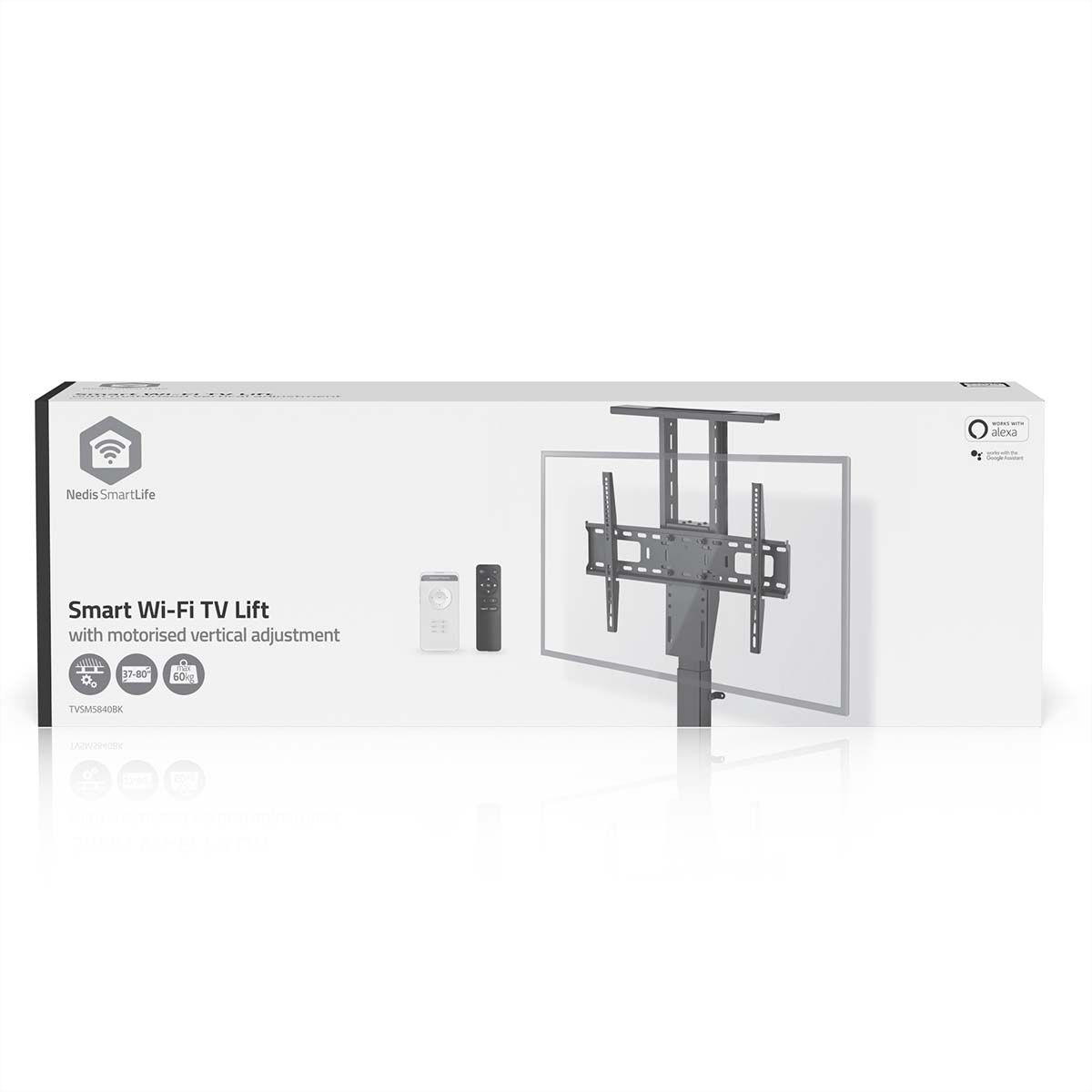 Nedis SmartLife motorisierter TV-Lift 37–80" schwarz, Einbau, 60 kg, 79–184 cm Hub