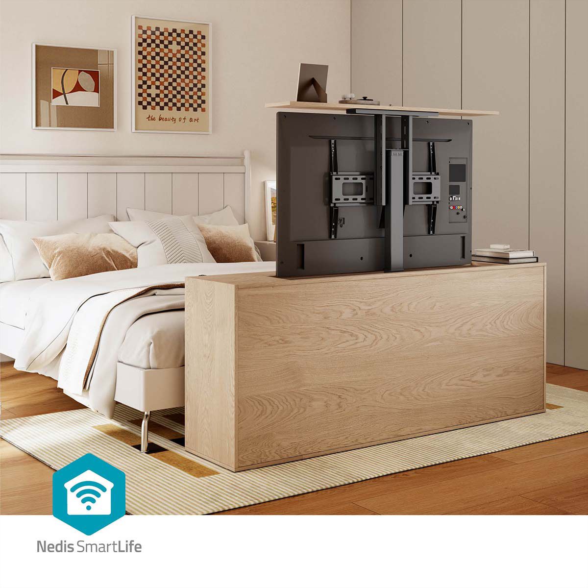 Nedis SmartLife motorisierter TV-Lift 37–80" schwarz, Einbau, 60 kg, 79–184 cm Hub