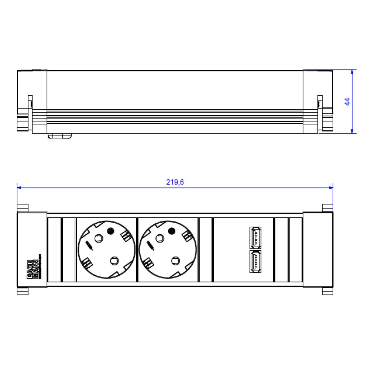 BACHMANN POWER FRAME Small 2x contact de protection 1x USBCharger