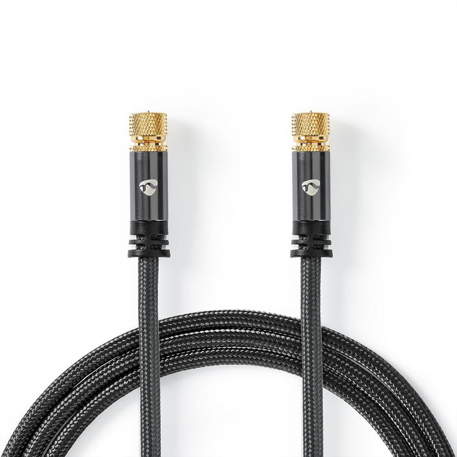 Nedis Câble d'antenne et de satellite M/M, gris, 5 m