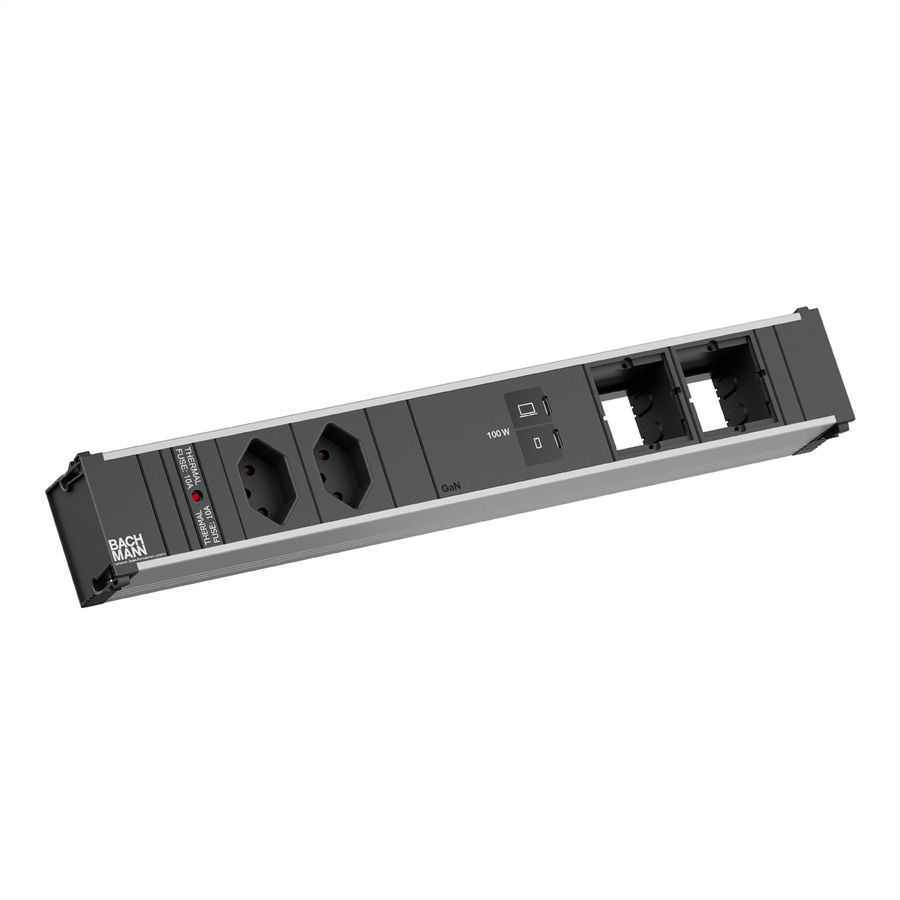BACHMANN CONI L 2xCH 0° 1xUSB C/C 100W, 2xCM L=0,2m