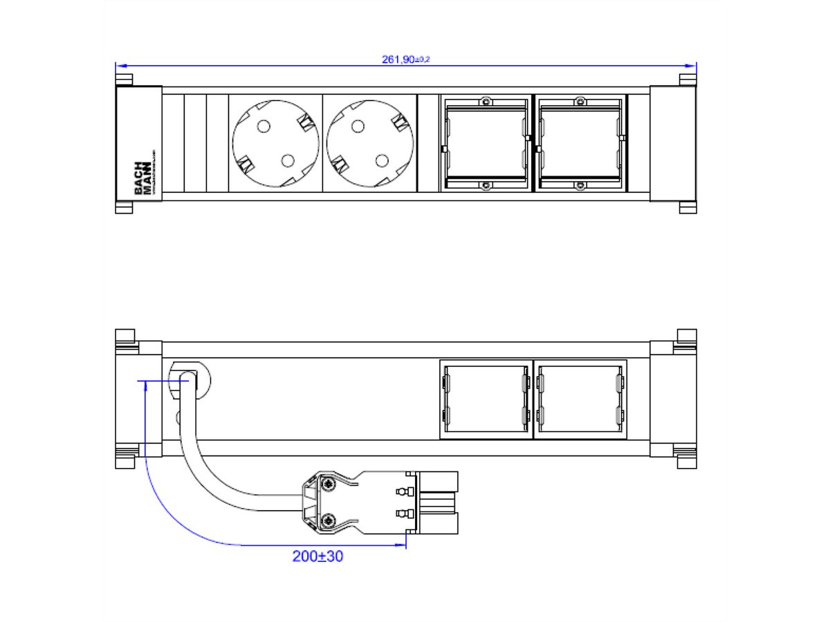 BACHMANN POWER FRAME Medium 2x contact de protection 2x ABD