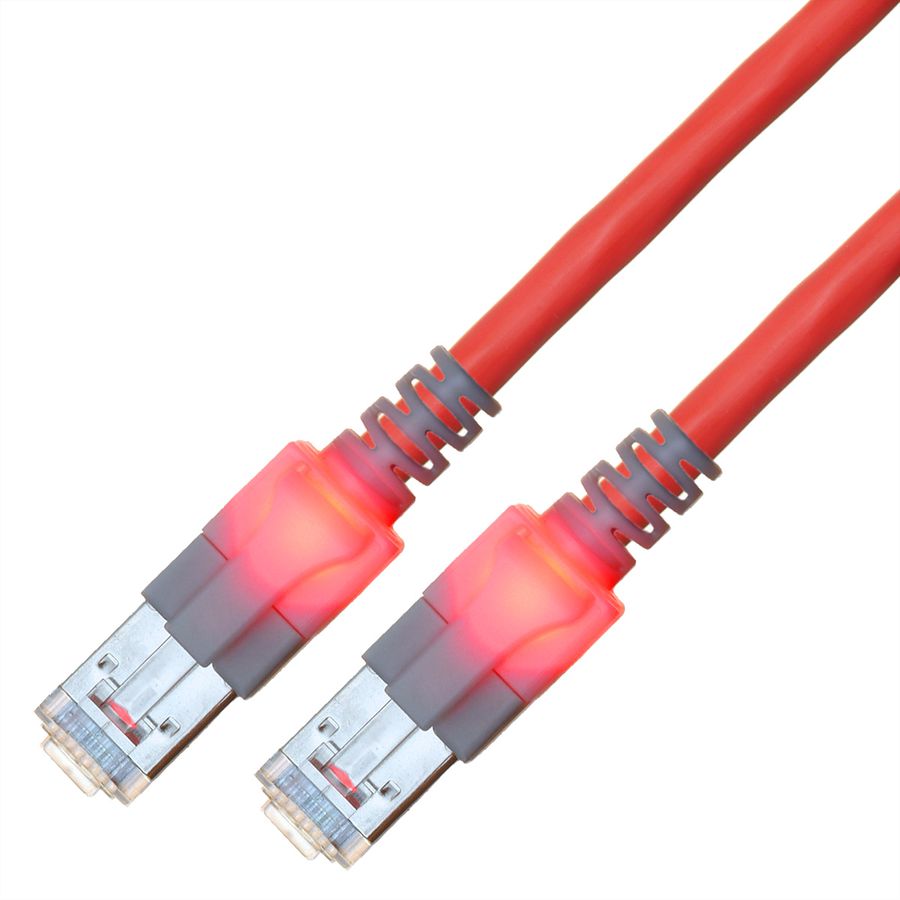 Cordon EasyLan DualBoot LED Cat.6 (Classe E) S/FTP, LSOH, rouge, 2 m