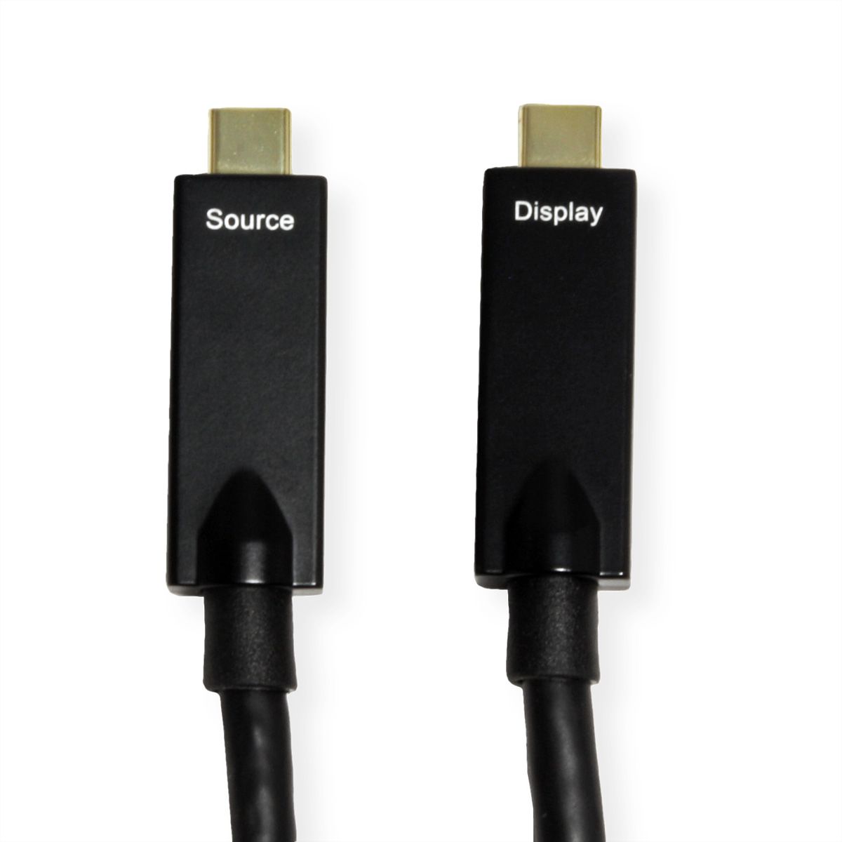 ROLINE USB 3.2 Gen 2 Kabel, AOC, C-C, ST/ST, 10Gbit/s, 4K60Hz, PD (Power Delivery) 60W, schwarz, 10 m