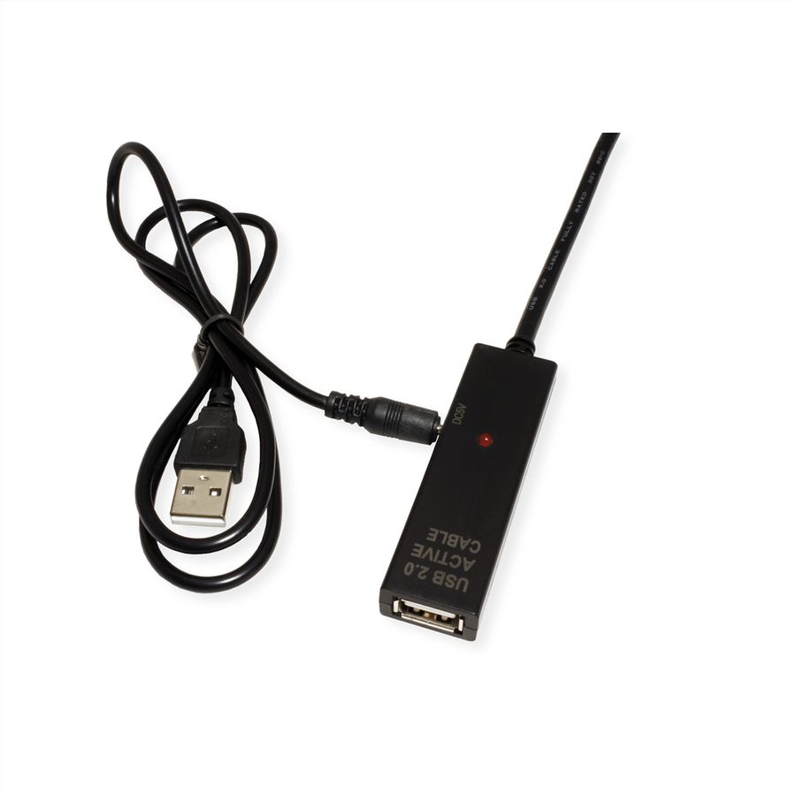 VALUE USB 2.0 Verlängerung, aktiv, mit Repeater, A-C, schwarz, 10 m