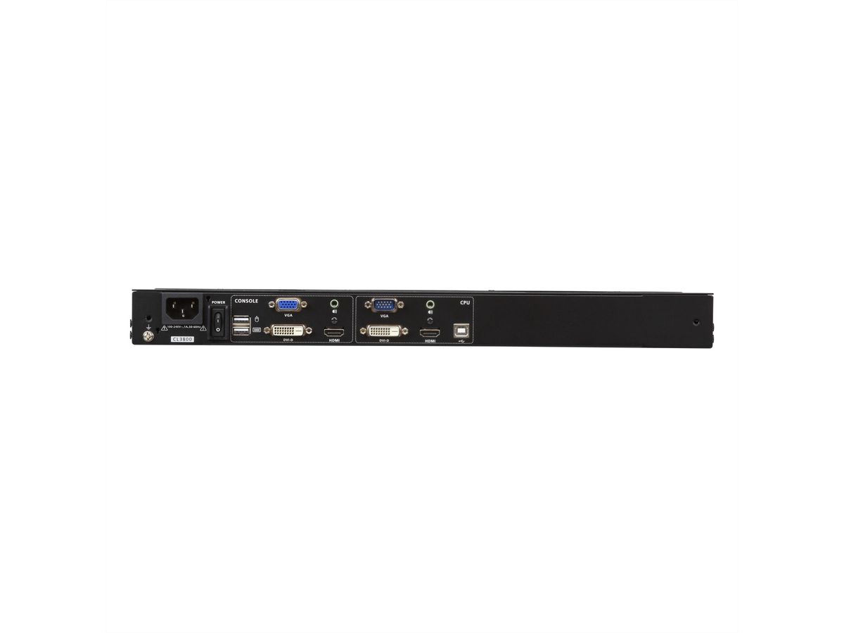 ATEN CL3800NW KVM-Konsole USB HDMI DVI VGA Dual Rail, UK-Layout