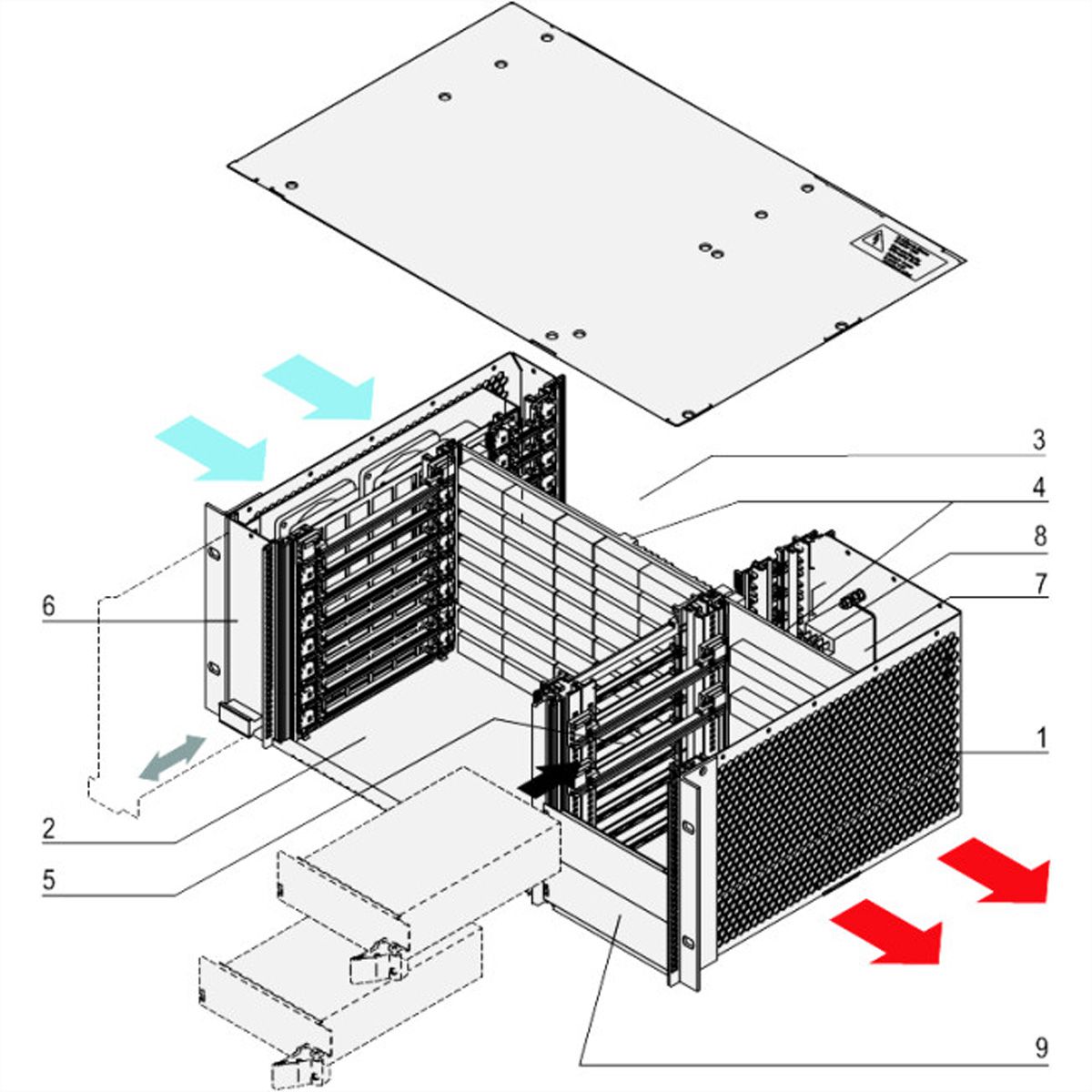 Système CPCI SCHROFF, pour PSU enfichable, horizontal, 4 U, 8 slots