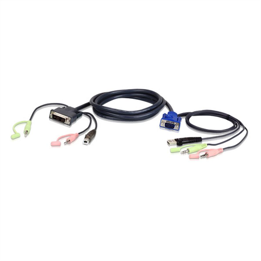 ATEN 2L-7DX3U Câble KVM VGA vers DVI, noir, 3 m