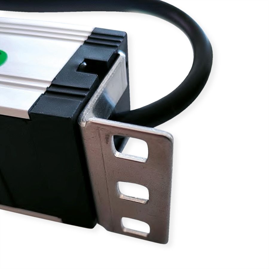 VALUE 19-Zoll-Steckdosenleiste 7fach mit Überlastschutz, 1 HE, Schutzkontakt-Stecker, 2,8 m