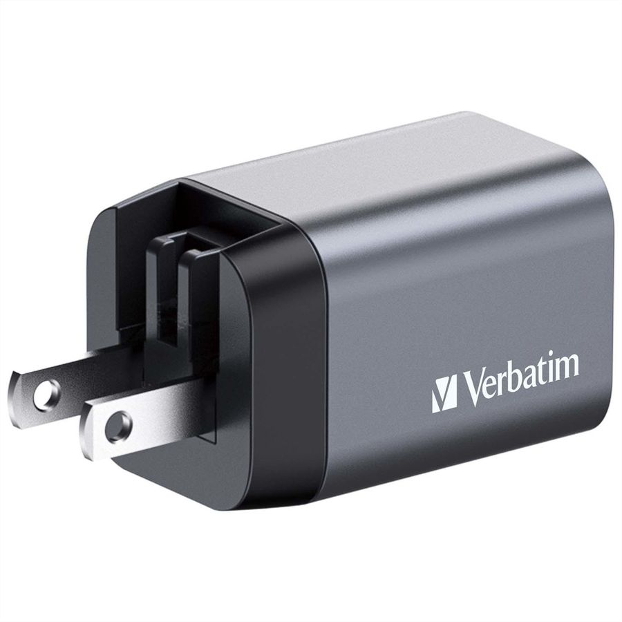 Verbatim GaN 2 Port Charger 35W, 1x USB-C, 1x USB-A, EU+UK Adapter
