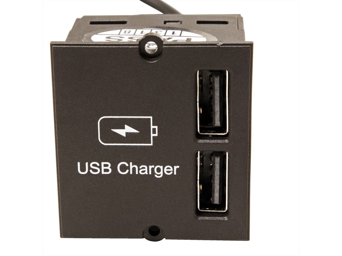 BACHMANN USB A/A 15W Doppelcharger , 2x Typ A 5V/2,4A GST18, schwarz, 0,2 m