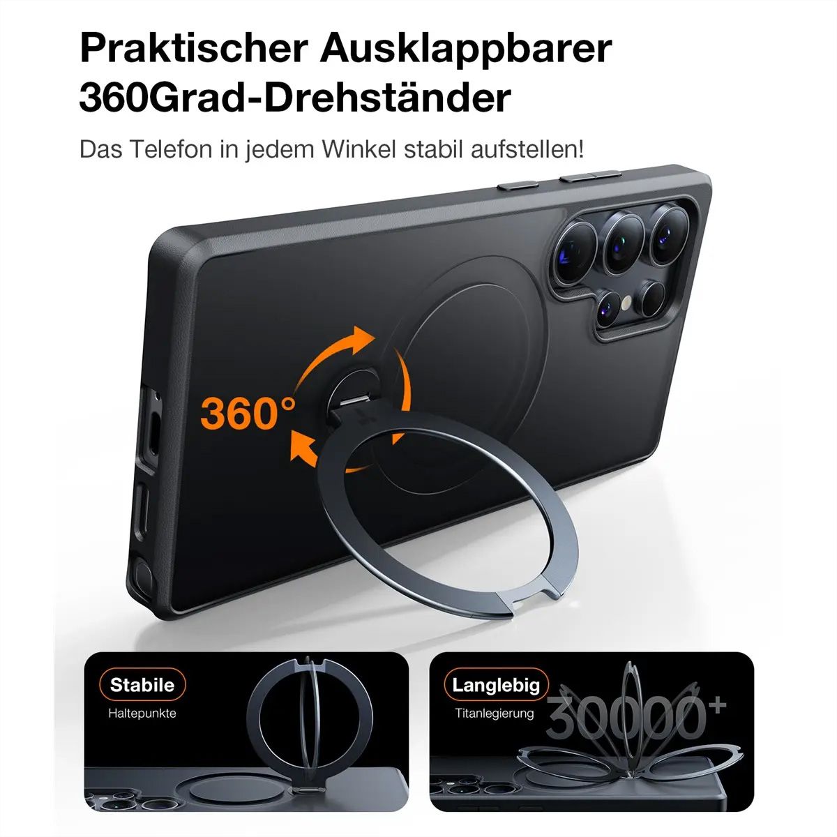 Torras Ostand 360° Case, Galaxy S25 Ultra, MagSafe, noir