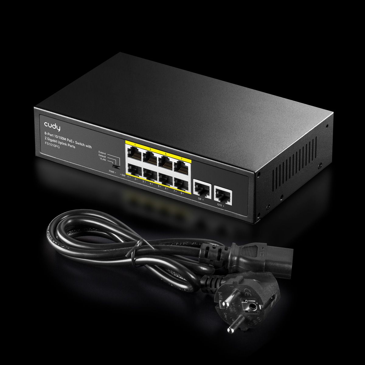 CUDY FS1010PG Switch 8 ports 10/100M PoE+, 2 ports Gigabit Uplink 120W