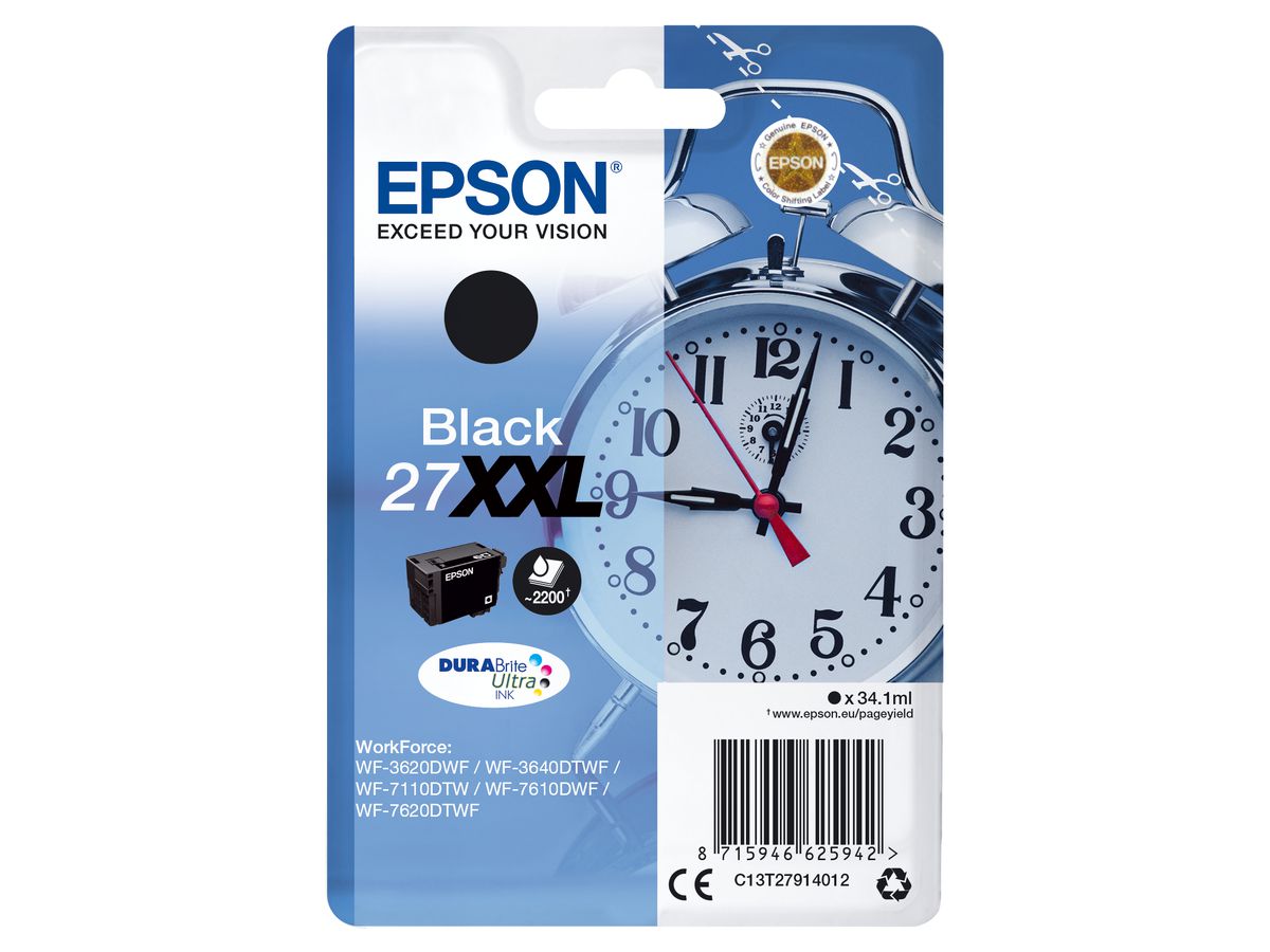 Epson Singlepack Black 27XXL DURABrite Ultra Ink