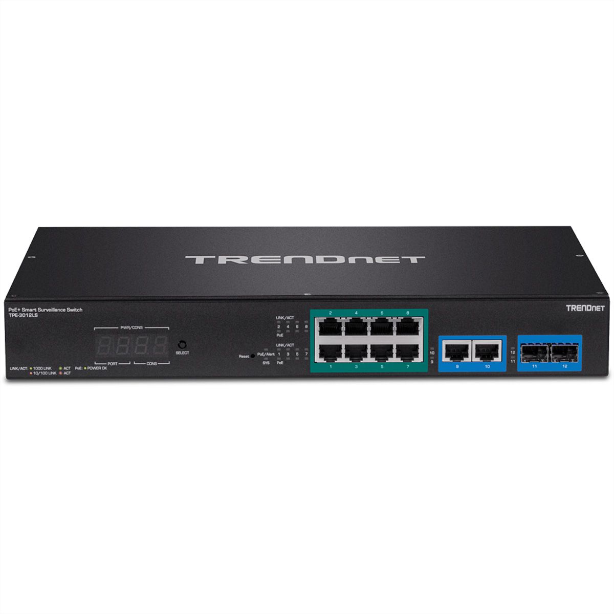 TRENDnet TPE-3012LS 12-Port Gigabit PoE+ Smart Surveillance Switch