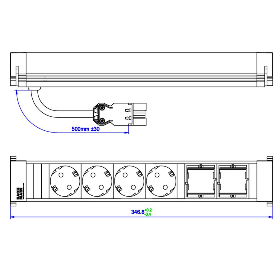 BACHMANN POWER FRAME Large 4x Schutzkontakt 2x ABD