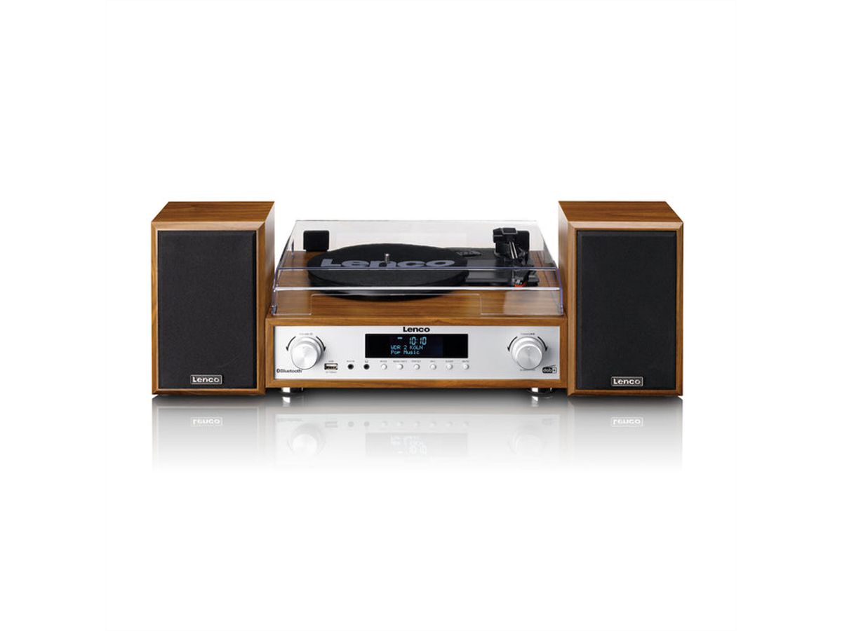 Lenco Chaîne Hi-Fi MC-160WD couleur bois, TT, DAB, radio FM, BT