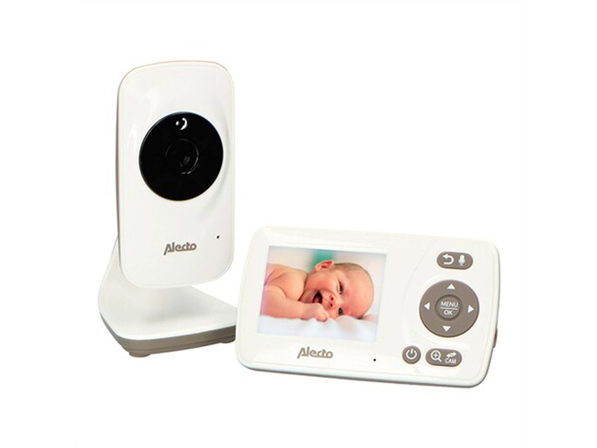 Babyphone Alecto DVM71 avec caméra et écran couleur de 2,4 pouces, Blanc