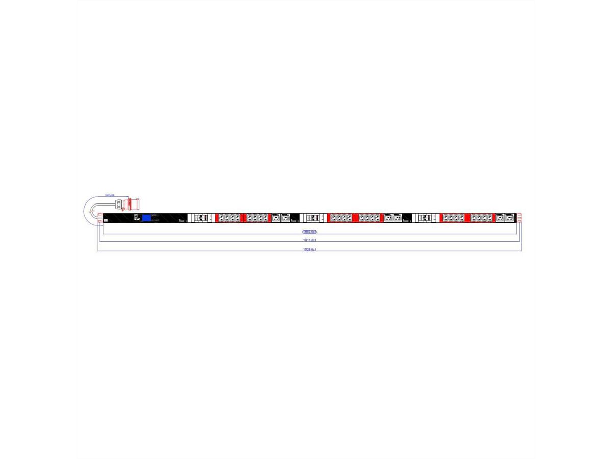 BACHMANN BN2000 ALU 1HE 24xC13 6xC19 6xLS, 3 Phasen farblich markiert