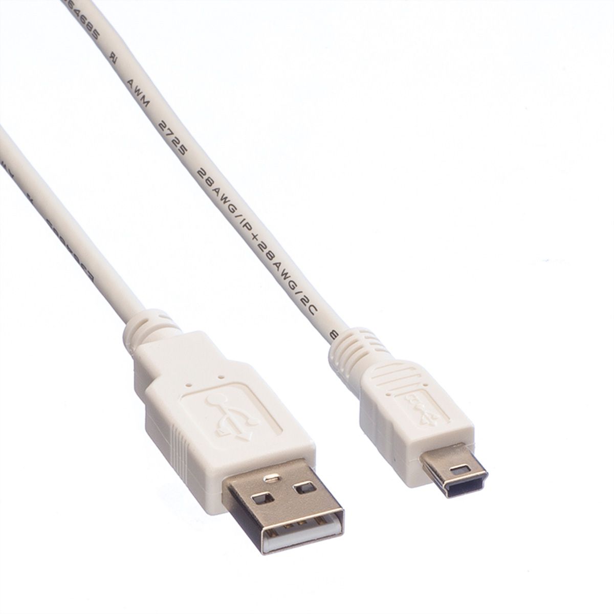 VALUE Câble USB 2.0, type A - mini 5-broches, blanc, 1,8 m