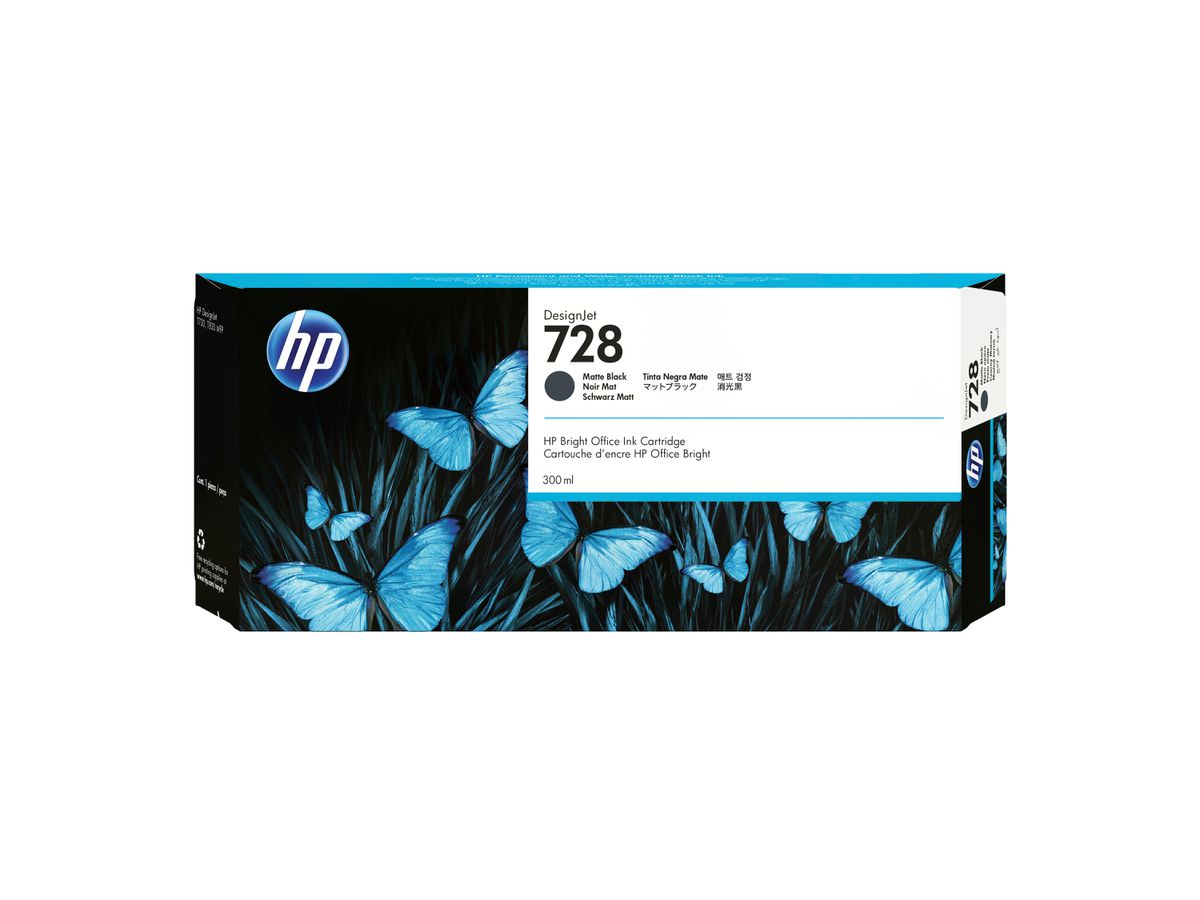 HP 728 Mattschwarz DesignJet Druckerpatrone, 300 ml